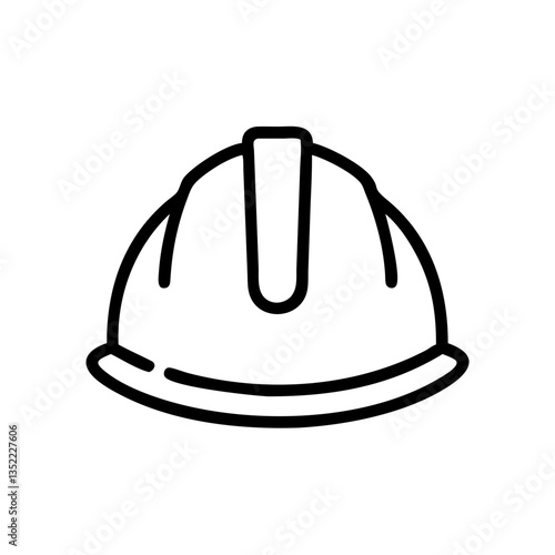 construction helmet, hard hat outline icon, isolated vector illustration