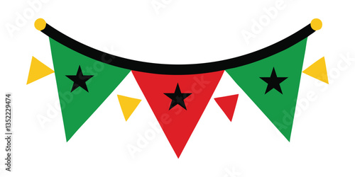 festive bunting flags with seven principles of kwa vector