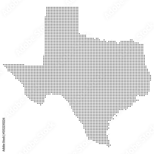 Black Dot Map of Texas with Transparent Background
