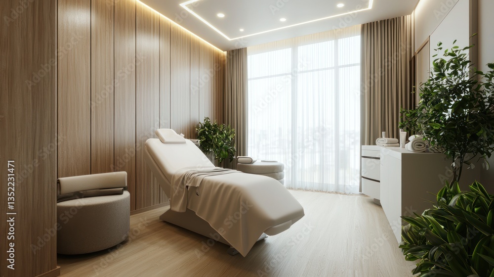 Fototapeta premium Relaxing Spa Room with Modern Décor and Natural Light