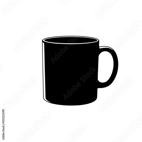 Minimalist Coffee Mug Silhouette: A sleek, black coffee mug silhouette against a simple background, a study in contrasts.