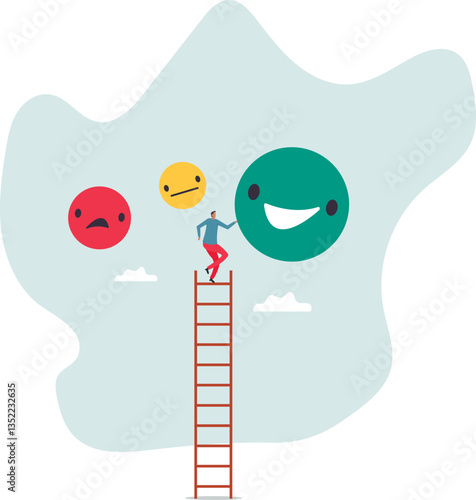 Customer satisfaction, feedback or appreciation rating, positive score or good quality service, customer experience vote.character for design