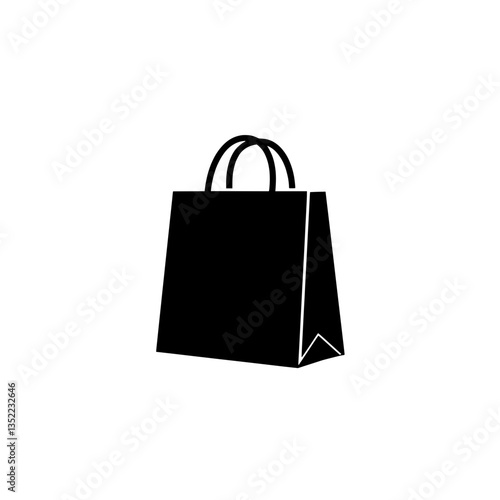 The Simple Shopping Icon: A minimalist black silhouette of a shopping bag against a plain backdrop. This versatile icon embodies the essence of retail.