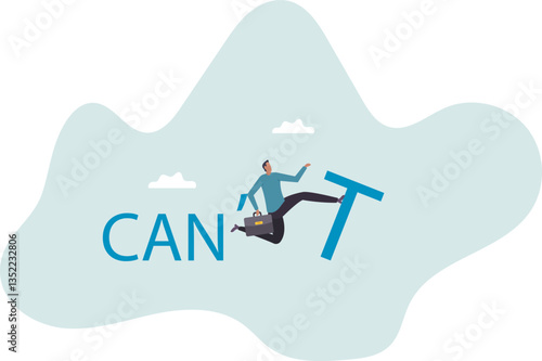 Motivation or inspiration that you can do it, courage or ambition to be success, self confidence to overcome challenge and solve problem.character for design