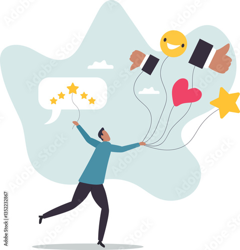 Stars review, customer feedback evaluation, best quality or satisfaction, opinion, best rating reputation or online positive review .character for design