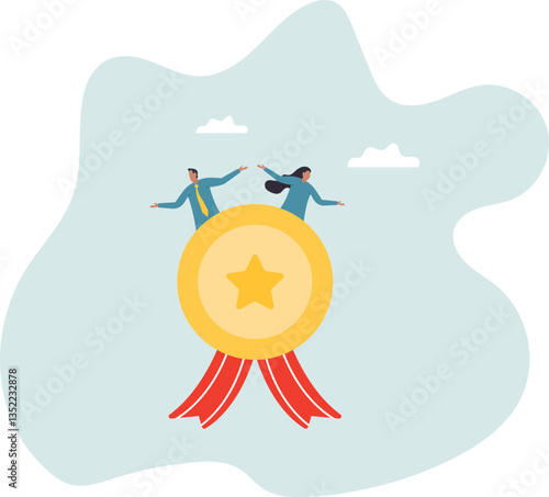 Professional or expert who success and win award, best office employee or specialist with skills to achieve goal.character for design
