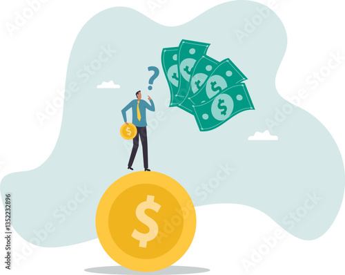 Money question, where to invest, pay off debt or invest to earn profit, financial choice or alternative to make decision.character for design