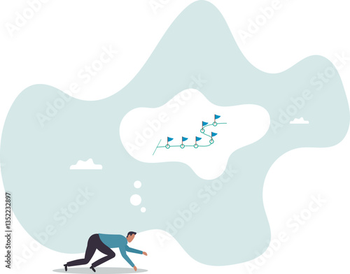 Start new business journey, career milestones or achievement, ready to win or overcome challenge, entrepreneurship to achieve goals or target.character for design