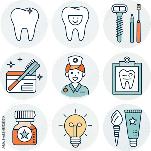 Dental Icons Set Editable Stroke Vector Tooth Dentist Care Oral Hygiene