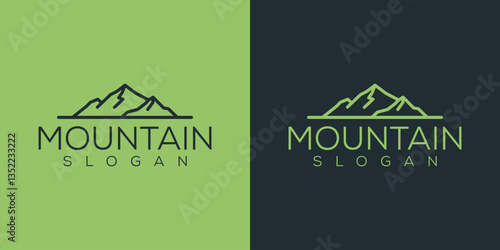 Minimalist landscape hills mountain peak vector logo design ideas