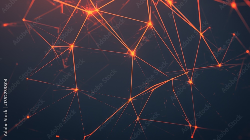 Obraz premium Abstract digital network with glowing lines and nodes against a dark background