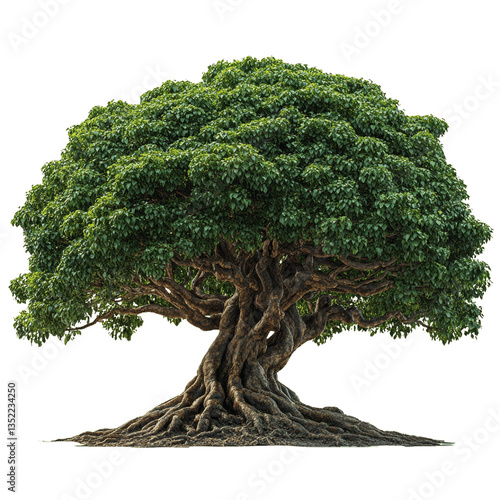 Tropical Tree with Thick Trunk and Wide Canopy
