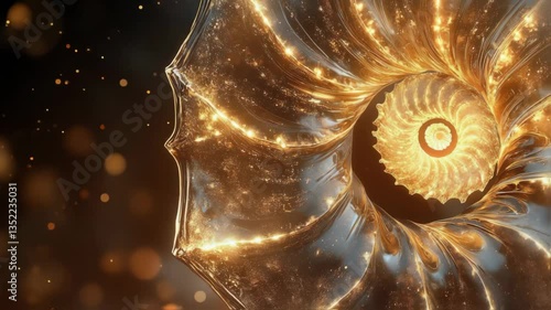 Exploring a stunning golden ammonite, revealing its unique spiral design and shimmering details. This captivating specimen emphasizes natural beauty found during geological studies.