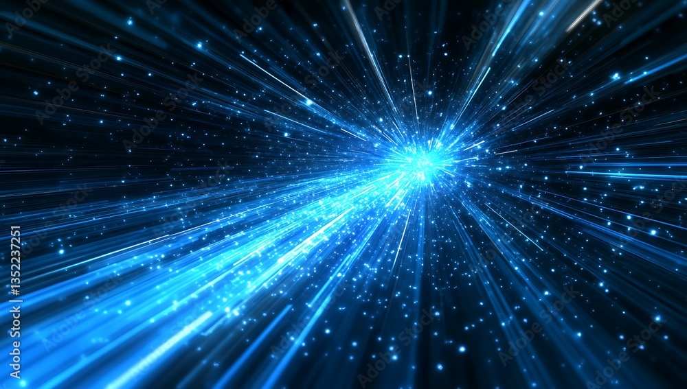 Naklejka premium abstract light trails in blue and orange creating a dynamic motion effect against a dark starry background