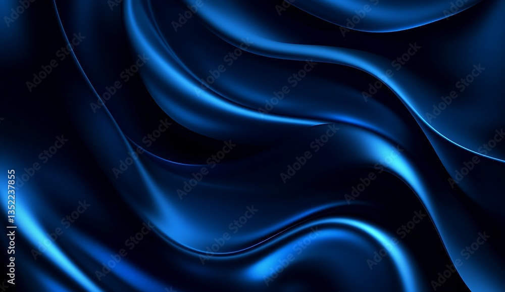 Obraz premium abstract blue waves creating a smooth flowing smoke-like texture against a dark background with soft glowing light