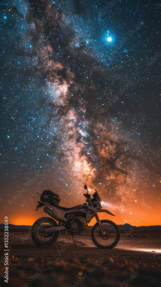 Silhouette of Motorcycle Under Milky Way Night Sky Silhouette of Motorcycle Under Milky Way Night Sky