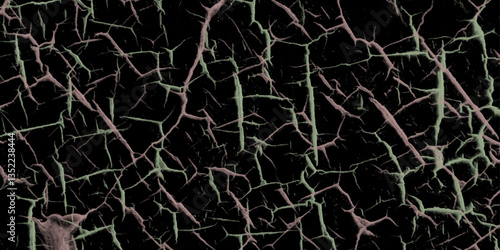 Abstract brown, green crack wall design on black background. Background using for Interior and exterior Home decorated for floor. Brown marble texture and background for design.