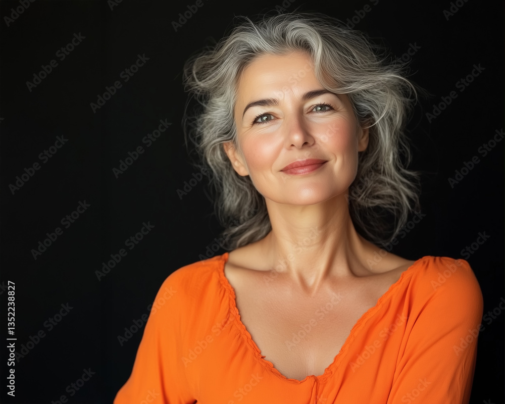 woman with kind face on isolated background with beautiful smile woman with kind face on isolated background with beautiful smile