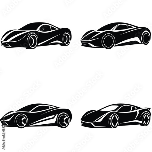 car silhouettes set - vector