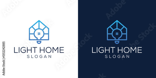 modern home and light bulb logo design