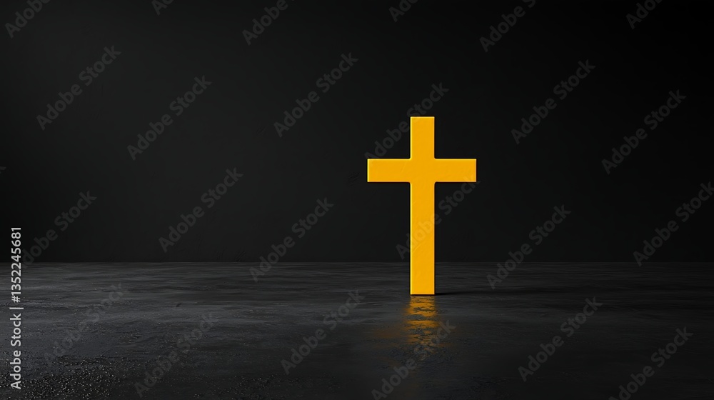 Naklejka premium Golden Cross with Dark Background. (1)