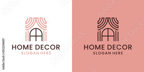 Vector of home decor curtain logo line art symbol illustration design
