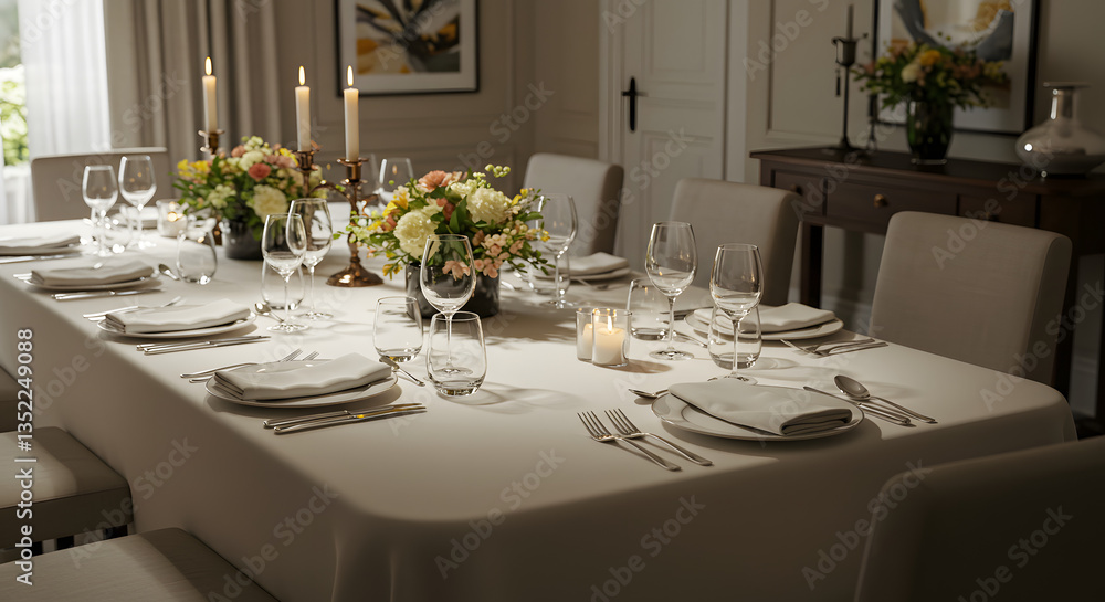 Fototapeta premium Well organizes dinner table at home 