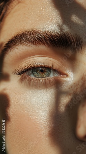 Close-up of a Green Eye With Striking Details and Natural Beauty in Soft Light