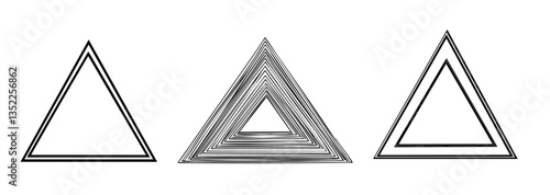 Geometrische Dreiecke in verschiedenen Schattierungen und Linienstärken für Designprojekte, Hintergründe, Illustrationen, und grafische Anwendungen.