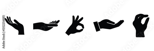 Set of hand gestures icon collection with different style. Ideal arm, Various hand-shaped symbol vector illustration.