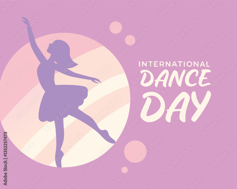 Elegant Ballerina Silhouette for International Dance Day with Pastel Stripes Elegant Ballerina Silhouette for International Dance Day with Pastel Stripes