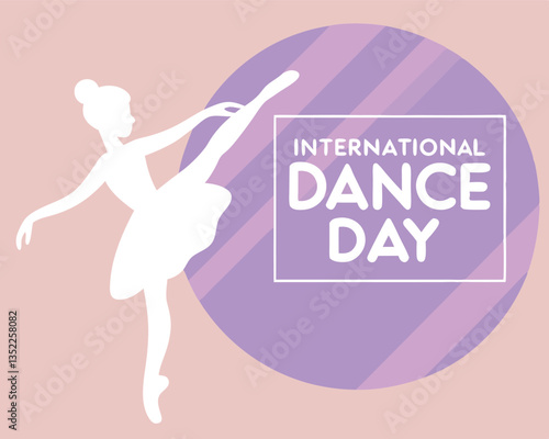 Elegant Ballerina Silhouette for International Dance Day with Pastel Stripes