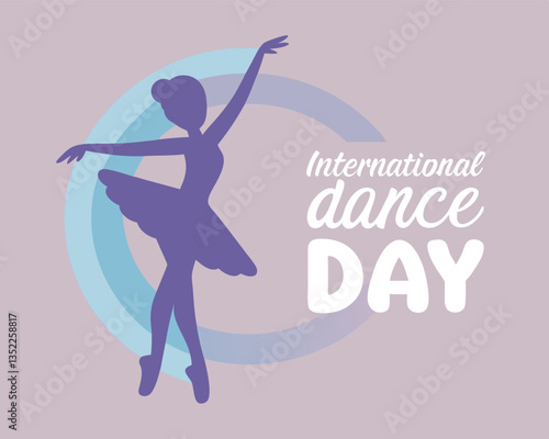 Elegant Ballerina Silhouette for International Dance Day with Pastel Stripes