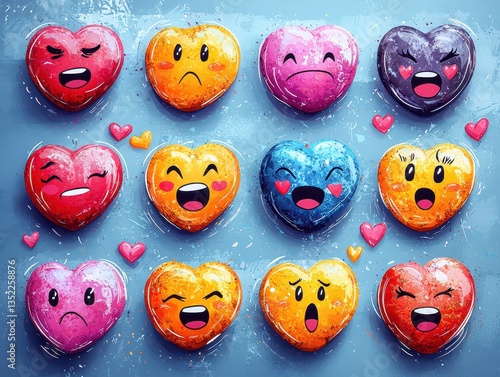 Assorted Heart Shaped Candies Expressing Emotions