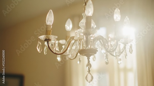 Crystal Chandelier Elegance: Sunlit Interior Decor