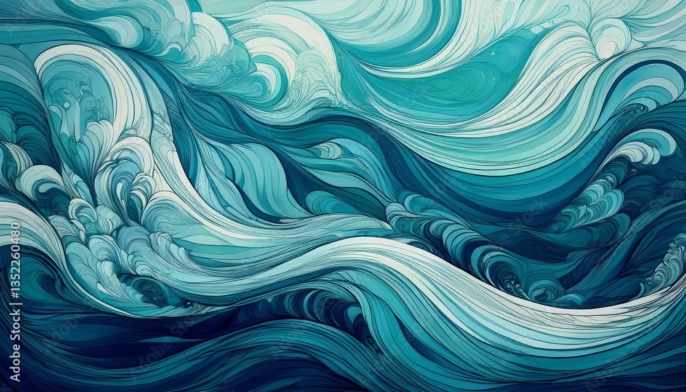 Obraz premium Ocean-Inspired Abstract Background (Teal/Blue Waves)
