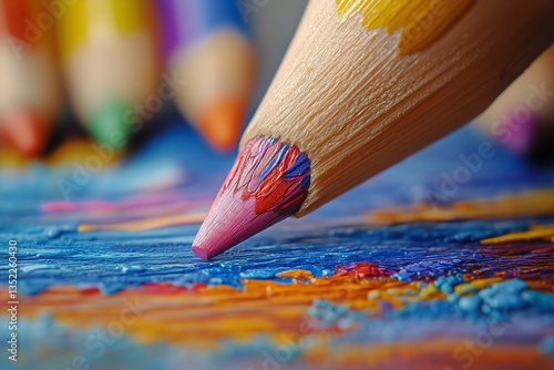 Colorful Pencils Creating Art on a Bright Canvas During an Afternoon Craft Se...