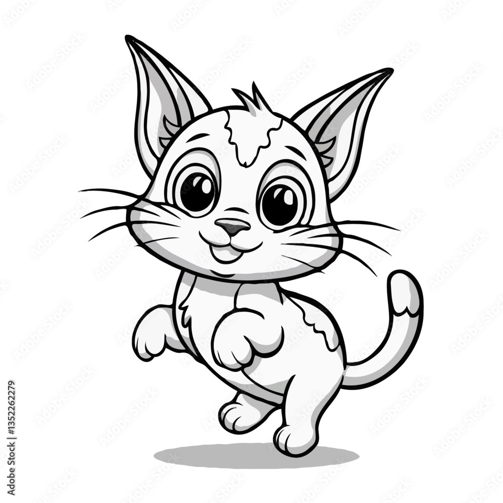 Obraz premium Adorable cartoon puppy and bunny in a playful, hand-drawn style—big eyes, floppy ears, friendly smiles, and charming details in a simple black-and-white ink sketch.