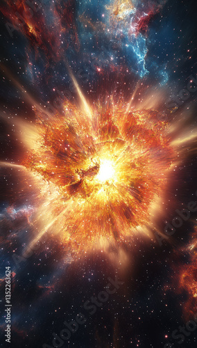 Wallpaper Mural breathtaking view of supernova explosion, showcasing vibrant colors and dynamic energy radiating through cosmos. This stunning cosmic event captures beauty of universe Torontodigital.ca