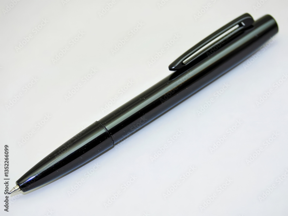 Black Ballpoint Pen on White Background Black Ballpoint Pen on White Background