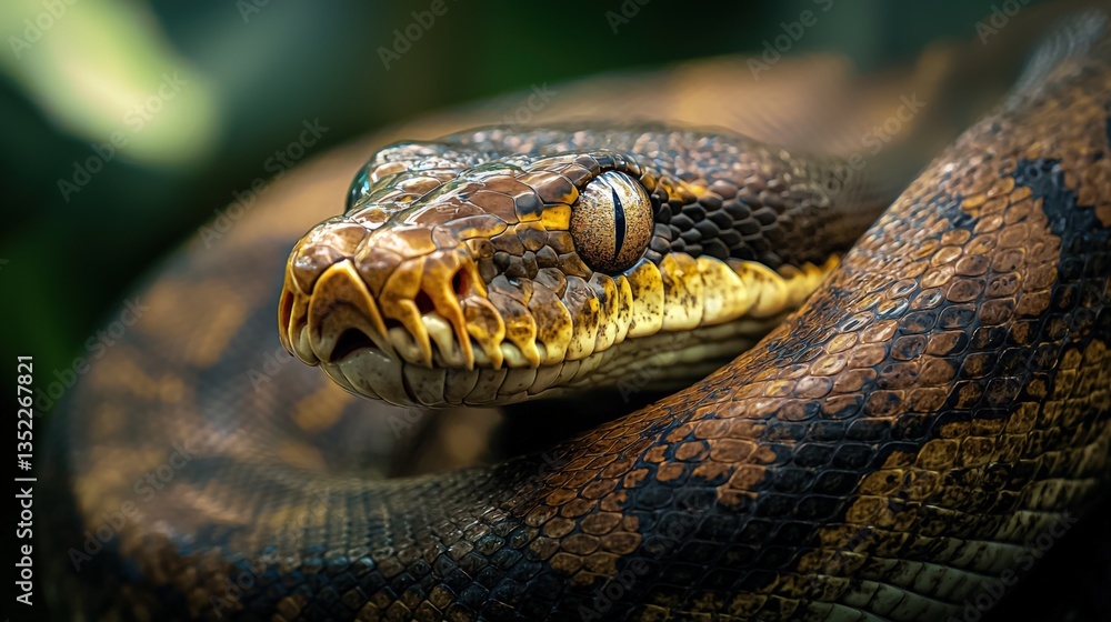 Fototapeta premium a boa constrictor, coiled up and ready to strike. 