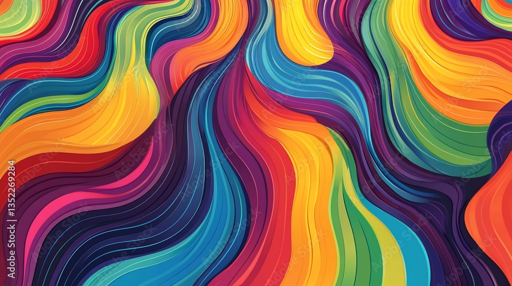 Vibrant Rainbow Swirls: Abstract Colorful Wave Pattern