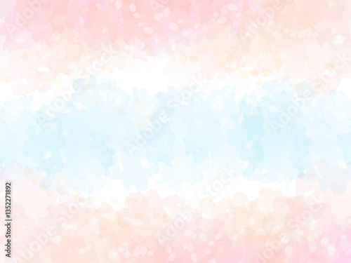 春の桜と花びらと青空イメージのテクスチャー背景素材。桜並木のイメージ。うっすら。ほんのり。ふんわり。
