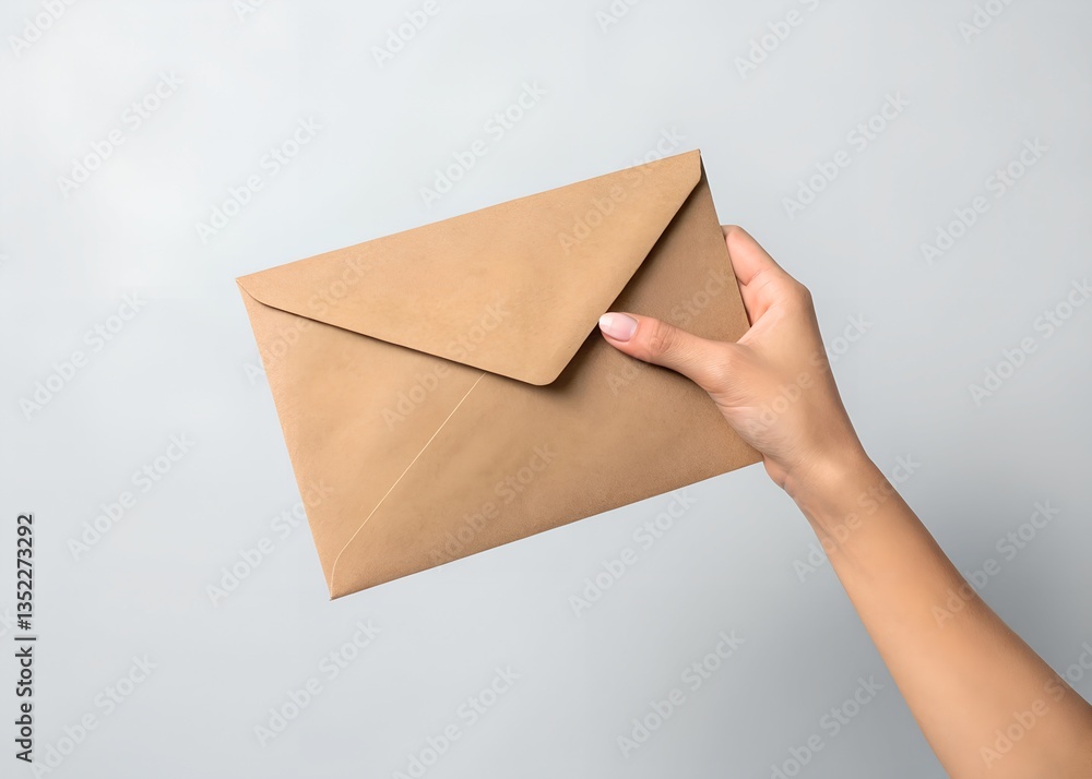 Fototapeta premium Hand Holding Brown Envelope