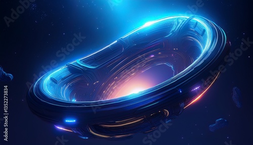 Futuristic Glowing Shape in Dark Space