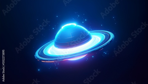 Futuristic Glowing Shape in Dark Space