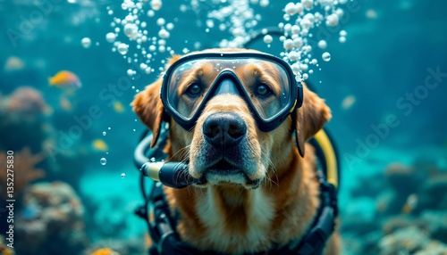 Wallpaper Mural Labrador Dog Scuba Diving Underwater Ocean Scene Torontodigital.ca