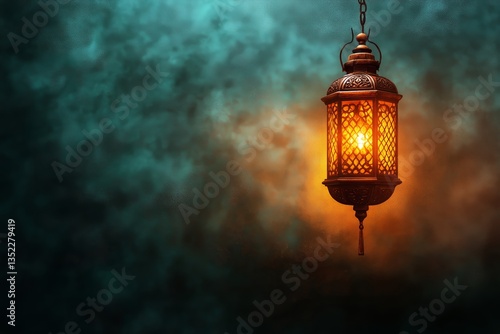 Hanging Decorative Lantern Casting Warm Light in a Tranquil Setting With a Te...