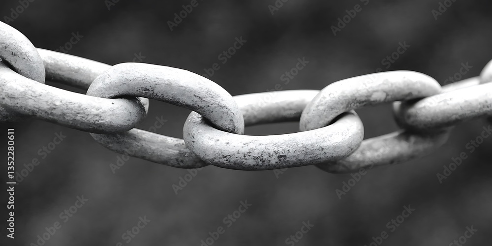 Interlocking Metal Chain Links in Industrial Black and White Detail Interlocking Metal Chain Links in Industrial Black and White Detail