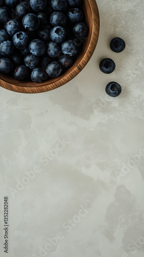 Fresh Blueberries in a Wooden Bowl Ready for Healthy Snacks or Baking